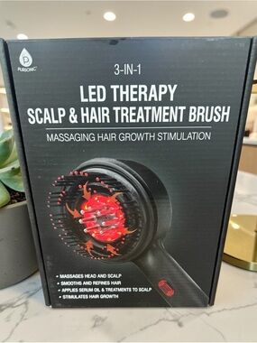 Black LED Therapy Scalp & Hair Treatment Brush - 3-in-1